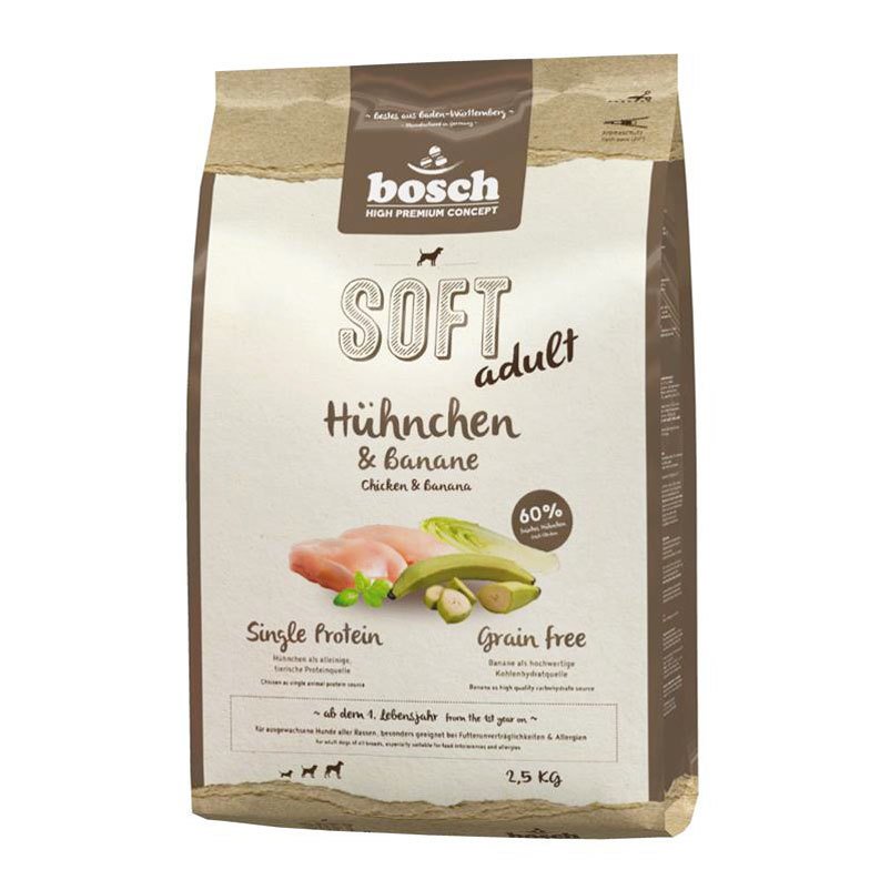 Bosch HPC Soft Adult, Hühnchen und Banane, getreidefrei, 2,5 kg