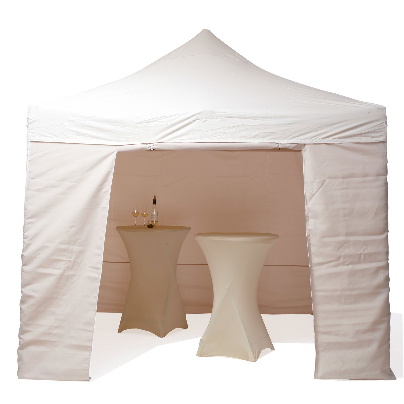 Faltpavillon 3x3m natur inkl. Seitenteile / einfacher Aufbau, transportabel