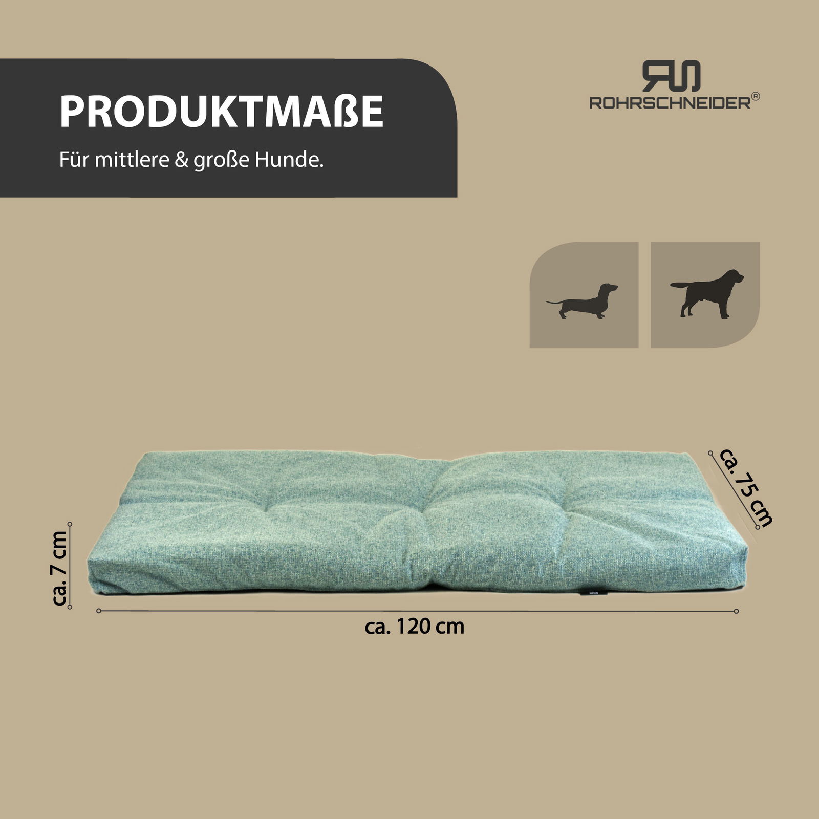 Silvio Design Tierkissen 'Ennie', türkis, Größe 3, ca. 75 x 100 cm