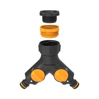 Fiskars Doppelhahnverbinder für Innen, schwarz-orange, für G1/2, G3/4 & G1