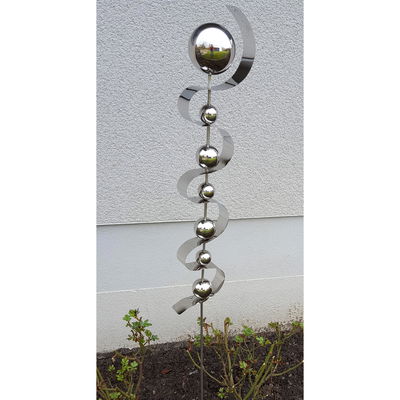 Beetstecker Uranus aus Edelstahl mit 7 Kugeln und Stab, Maße 127 x 12 x 9 cm Beetstecker Uranus aus Edelstahl mit 7 Kugeln und Stab, Maße 127 x 12 x 9 cm