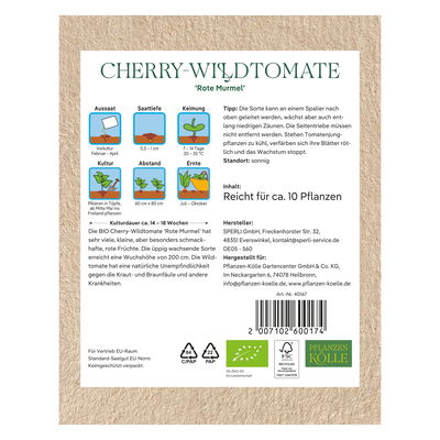 Kölle Bio Gemüsesamen, Cherry-Wildtomate 'Rote Murmel'