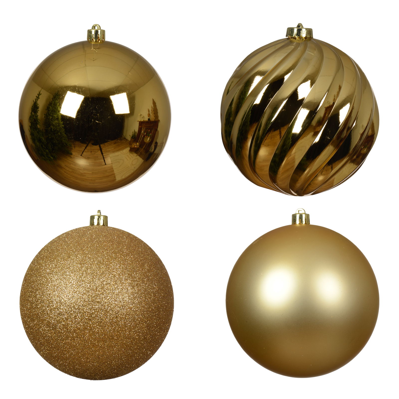 Christbaumkugeln, 4er-Set, hellgold, ca. Ø 14 cm