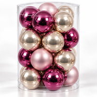 Glas-Kugelmix, 20 Kugeln je Ø 6 cm, puderrosa, perle & dunkelrosa Glas-Kugelmix, 20 Kugeln je Ø 6 cm, puderrosa, perle & dunkelrosa