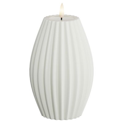 LED Echtwachskerze 'Stripe', weiß, Ø 7,5 x H 10 cm LED Echtwachskerze 'Stripe', weiß, Ø 7,5 x H 10 cm