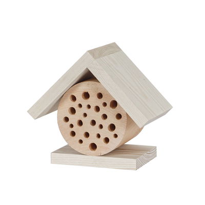 Kleines Insektenhotel mit Giebeldach, grau, Kiefer/Erle, 17 x 11 x H 16 cm