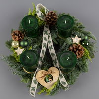 Dekorierter Adventskranz mit Kerzen in Jägergrün, Mix-Grün, ca. 35 cm Ø