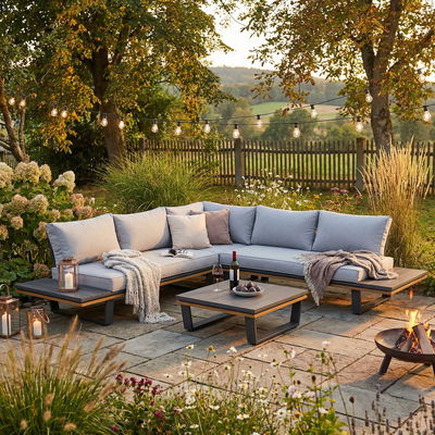 Alu-Eckloungegruppe 'Cahors' inkl. Kissen, 4tlg., anthrazit Alu-Eckloungegruppe 'Cahors' inkl. Kissen, 4tlg., anthrazit