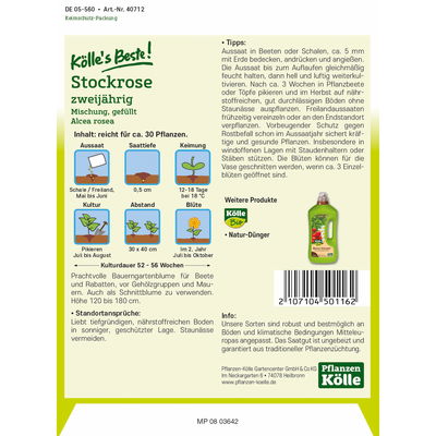 Kölles Beste Blumensamen Stockrosen-Mischung Kölles Beste Blumensamen Stockrosen-Mischung