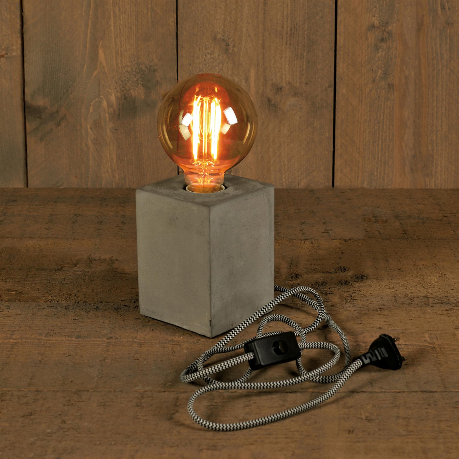Tischlampe 'Zement', grau, ca. 9,5 x 9,5 x 13 cm