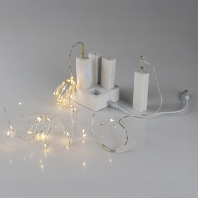 LED Silberdraht inkl. Powerbank, warmweiß, 4 Stränge je 20 LEDs LED Silberdraht inkl. Powerbank, warmweiß, 4 Stränge je 20 LEDs