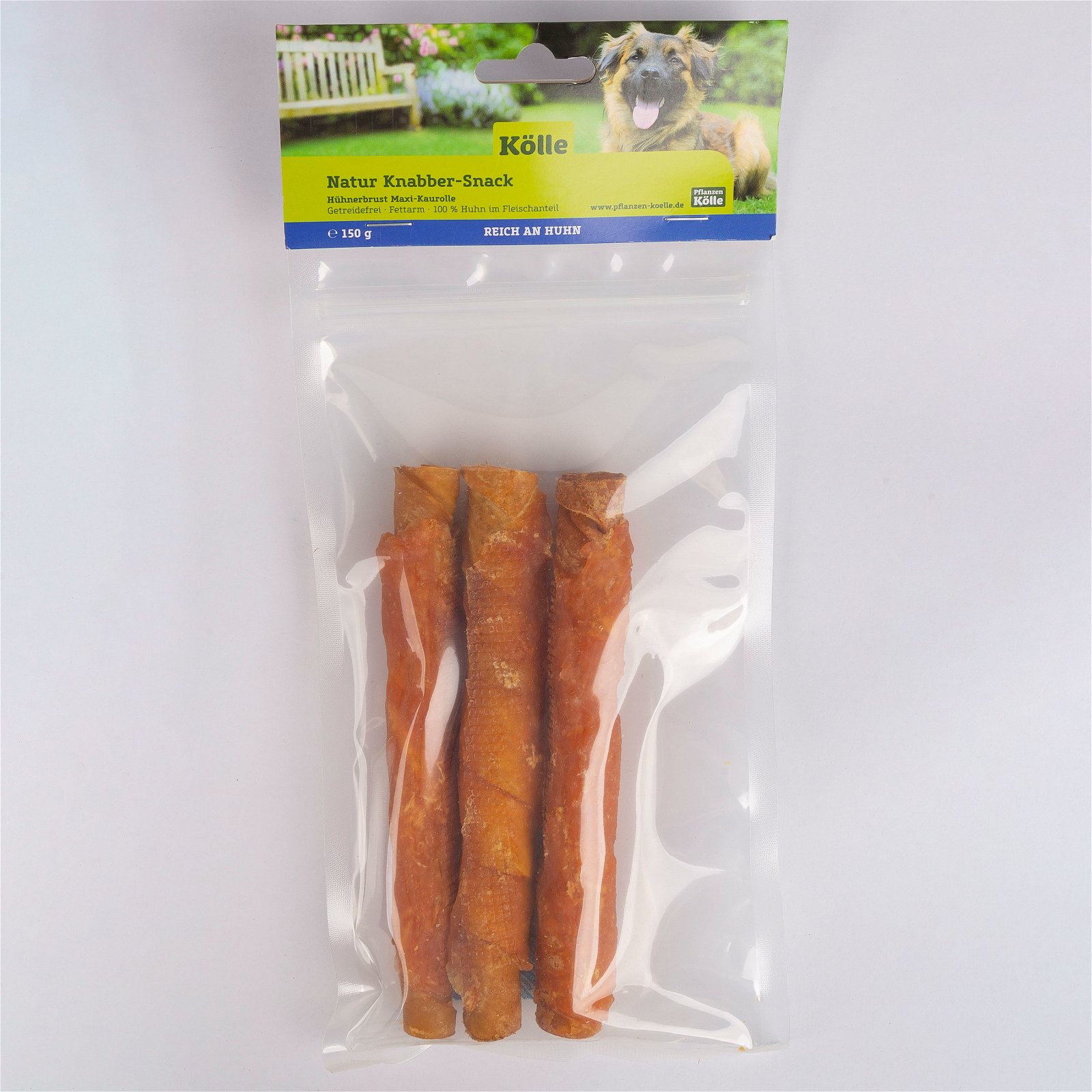Natur Knabber-Snack für Hunde, Maxi-Kaurolle mit Huhn, 3er-Set, 150 g
