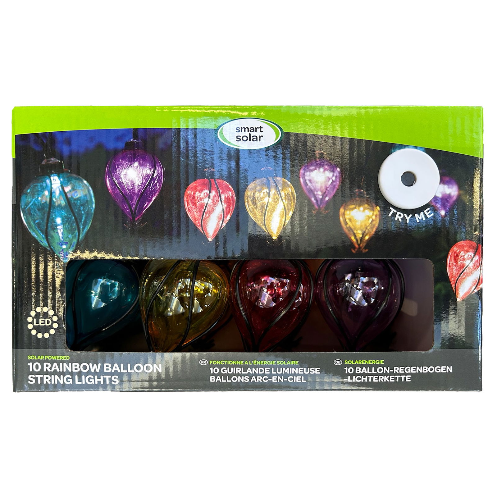 Solarlichterkette 'Regenbogen-Ballons', 10 LED's, Länge 4,7 m
