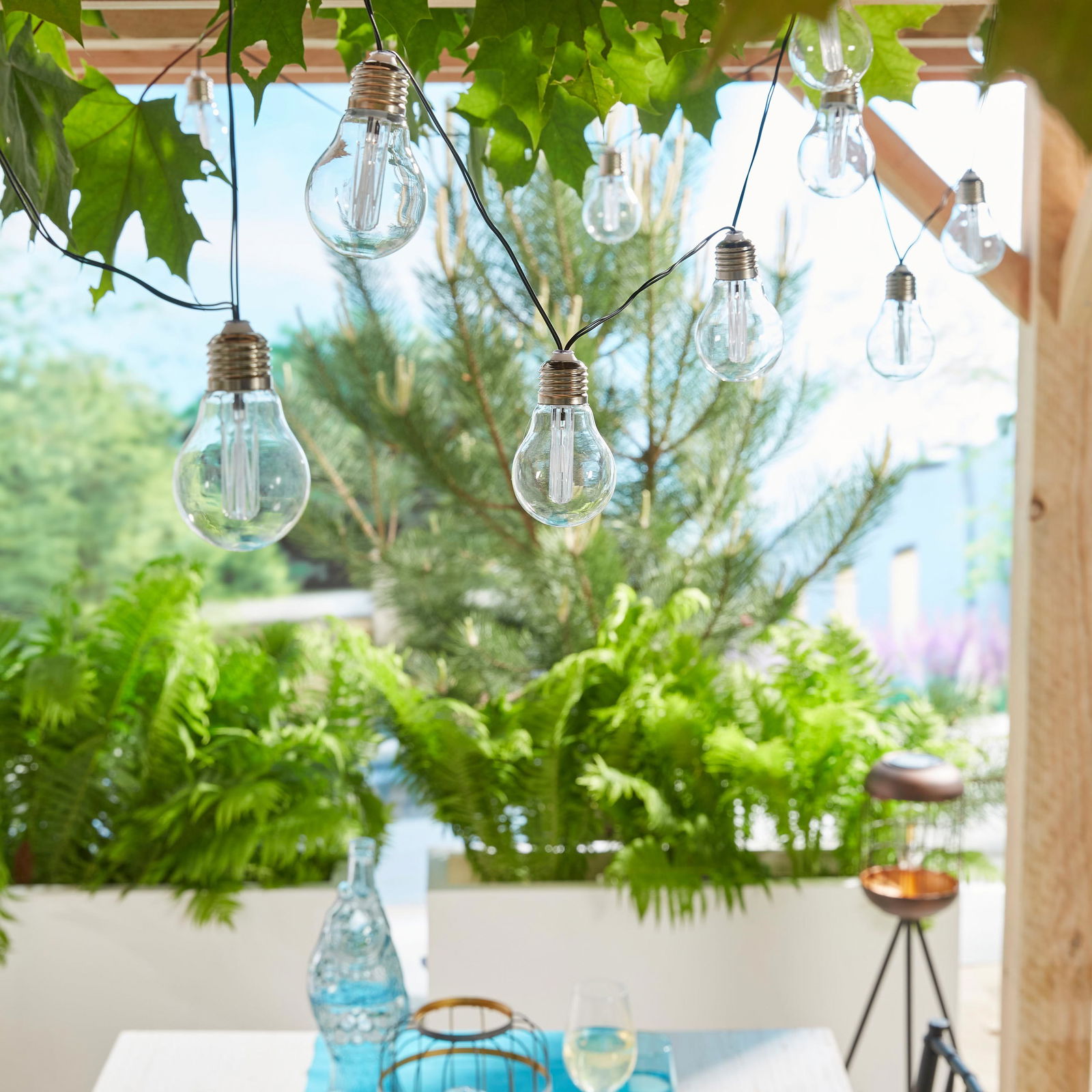 Solarlampe 'Corfu', klar, Glas, 380 cm