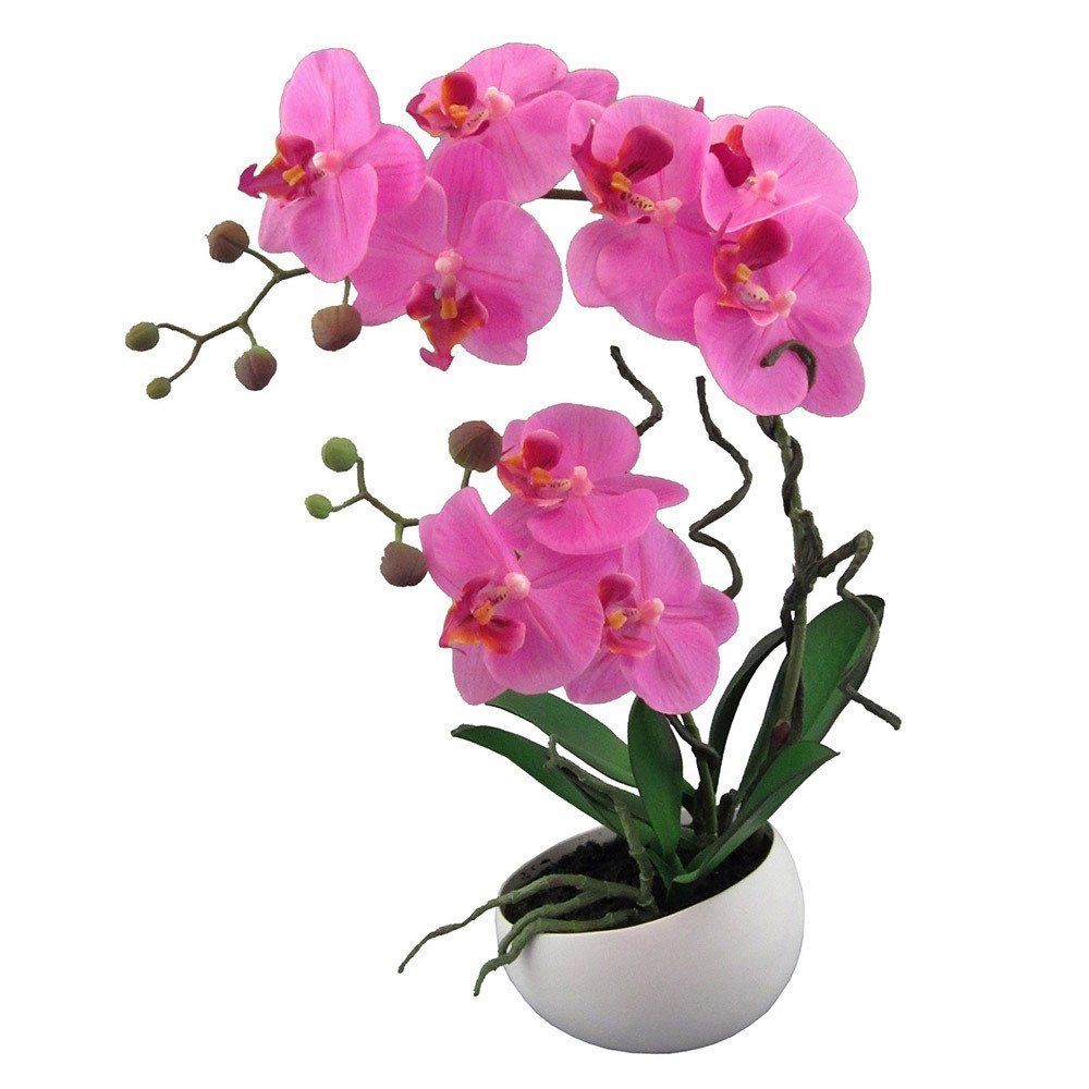 Kunstblume Orchidee Phalaenopsis lila in Keramikschale, ca. 42 cm