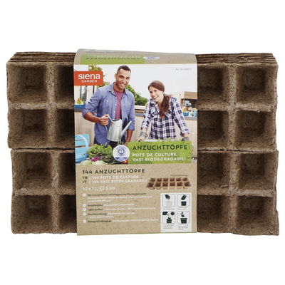 Bio-Anzuchttöpfe quadratisch, natur, Kokosfasern