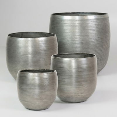 Kölle Pflanzgefäß 'Rowen', silber, 4-teilges Set