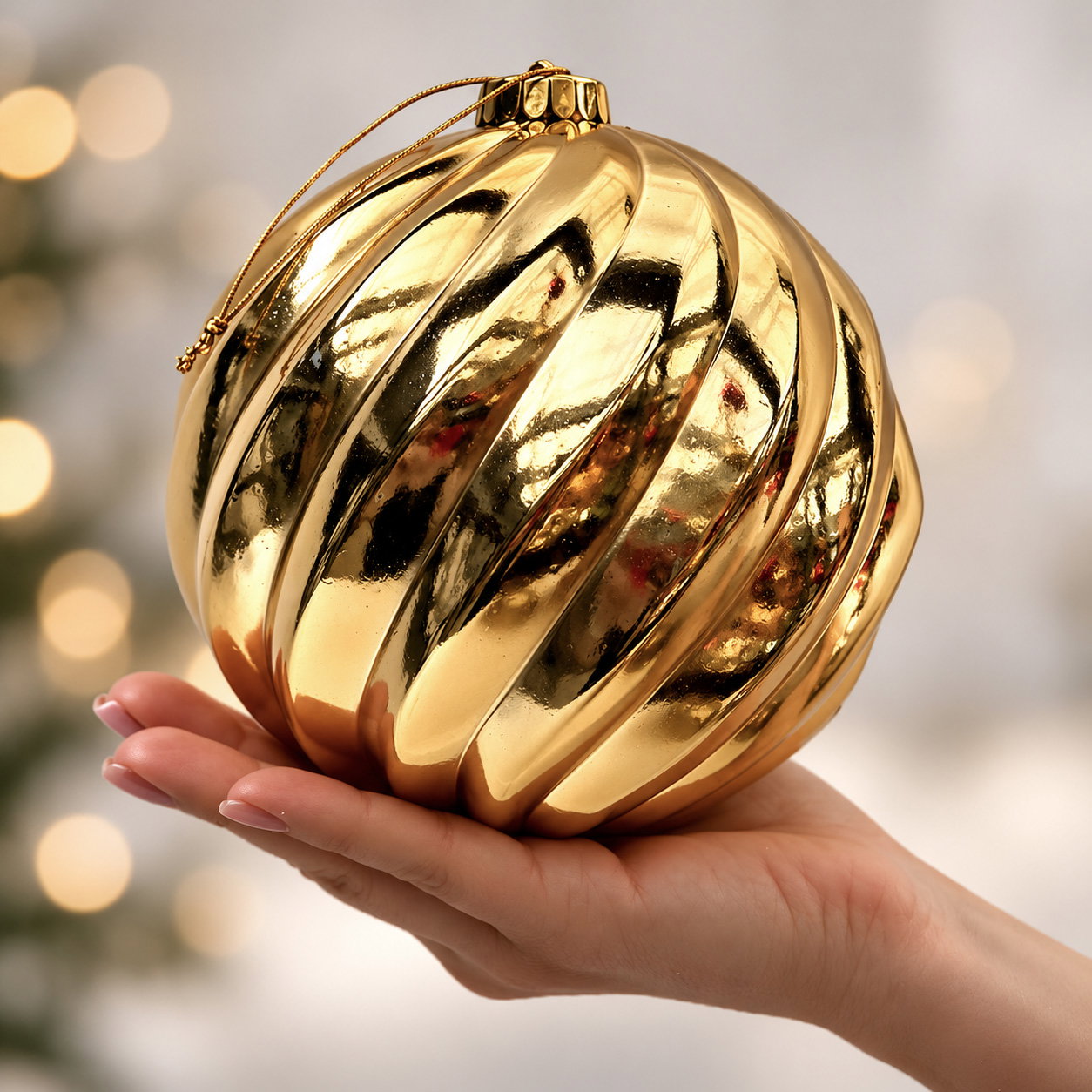 Christbaumkugeln, hellgold, Kunststoff, ca. Ø 14 cm, 4er-Set Christbaumkugeln, hellgold, Kunststoff, ca. Ø 14 cm, 4er-Set