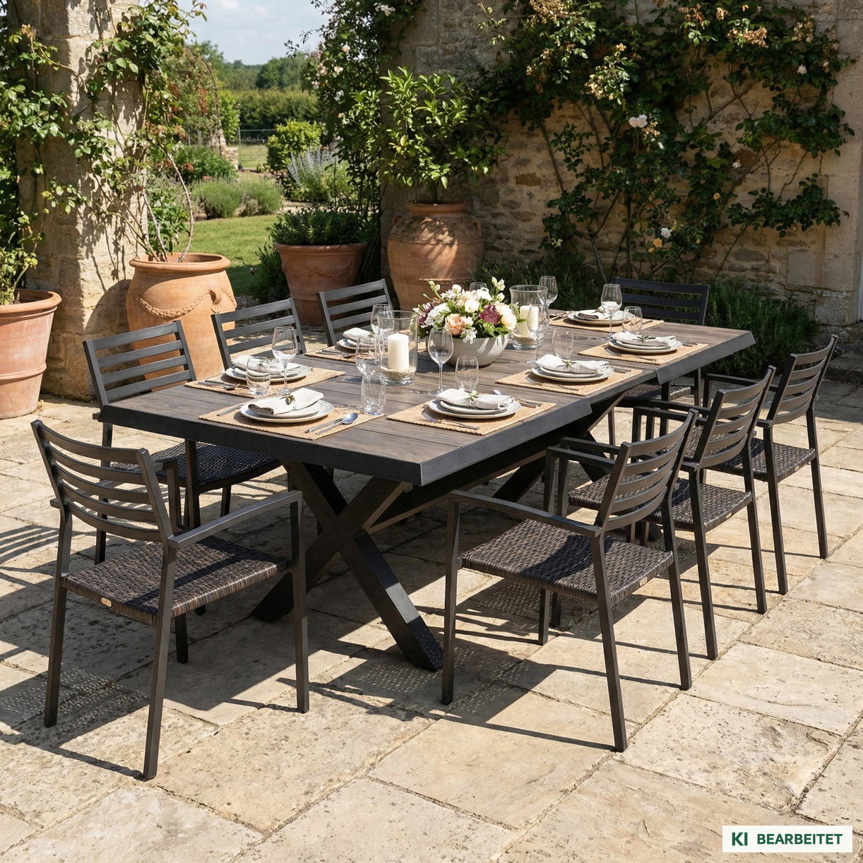 Kölle Ausziehtisch 'Jersey', Keramikplatten, ca. 205/265x103cm