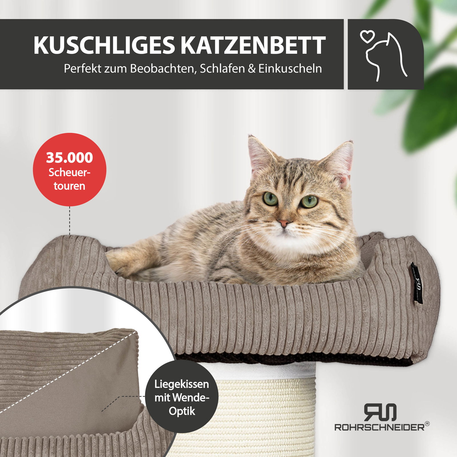 Rohrschneider Kratzbaum XXL Cord, Gr. 1, taupe, Höhe ca. 107 cm Rohrschneider Kratzbaum XXL Cord, Gr. 1, taupe, Höhe ca. 107 cm