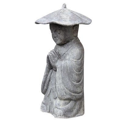 Mönch betend stehend, grau, Steinguss, 60 x 27 x 22 cm Mönch betend stehend, grau, Steinguss, 60 x 27 x 22 cm