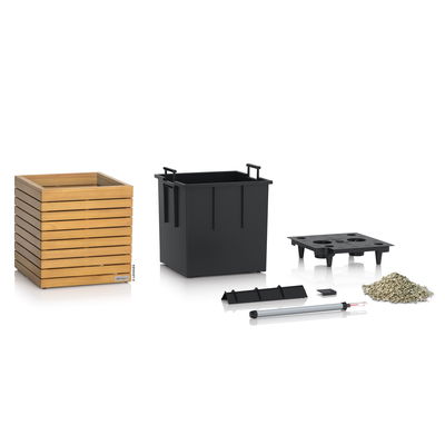 Lechuza Pflanzgefäß 'Palo Natural Wood 45', ca. 44 x 44 x H 46 cm