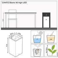 Lechuza 'Canto Stone 40 high LED', quarzweiß, 40 x 40 x H 76 cm