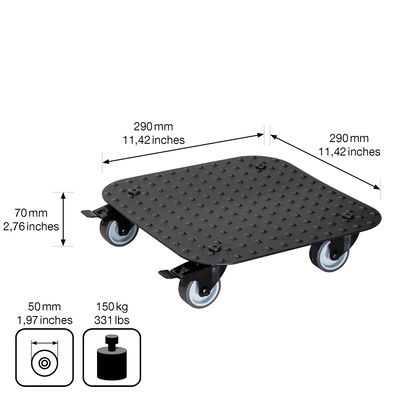 Pflanzenroller 'Alaska', Tragkraft 150 kg, anthrazit, Alu, 7 x 29 x 29 cm Pflanzenroller 'Alaska', Tragkraft 150 kg, anthrazit, Alu, 7 x 29 x 29 cm