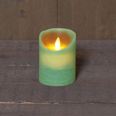 LED Echtwachskerze 'Magic Flame', jade, Ø 7,5 x H 10 cm