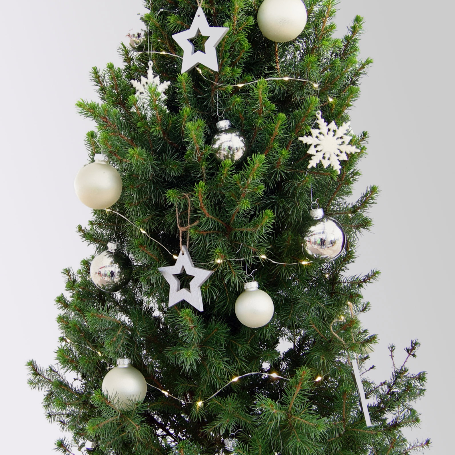 Weihnachtsbäumchen inkl. Deko, silber-weiß, Höhe 120 cm, Topf-Ø 26 cm Weihnachtsbäumchen inkl. Deko, silber-weiß, Höhe 120 cm, Topf-Ø 26 cm