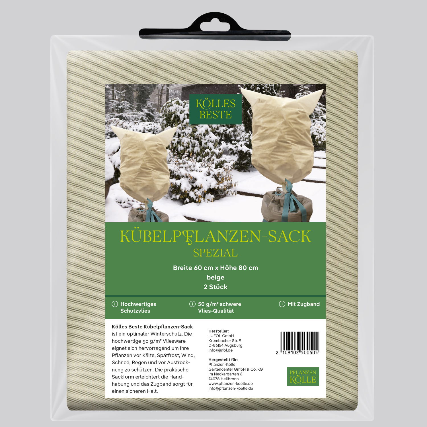 Kölles Beste Kübelpflanzen-Sack 'Spezial', beige, B60 x H80 cm, 2er-Pack Kölles Beste Kübelpflanzen-Sack 'Spezial', beige, B60 x H80 cm, 2er-Pack