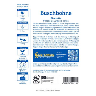 Kiepenkerl Saatgut Buschbohne 'Bluevetta', violett