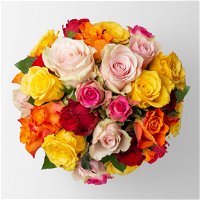 Blumenbund mit bunt gemischten Rosen, 25er-Bund, inkl. gratis Grußkarte