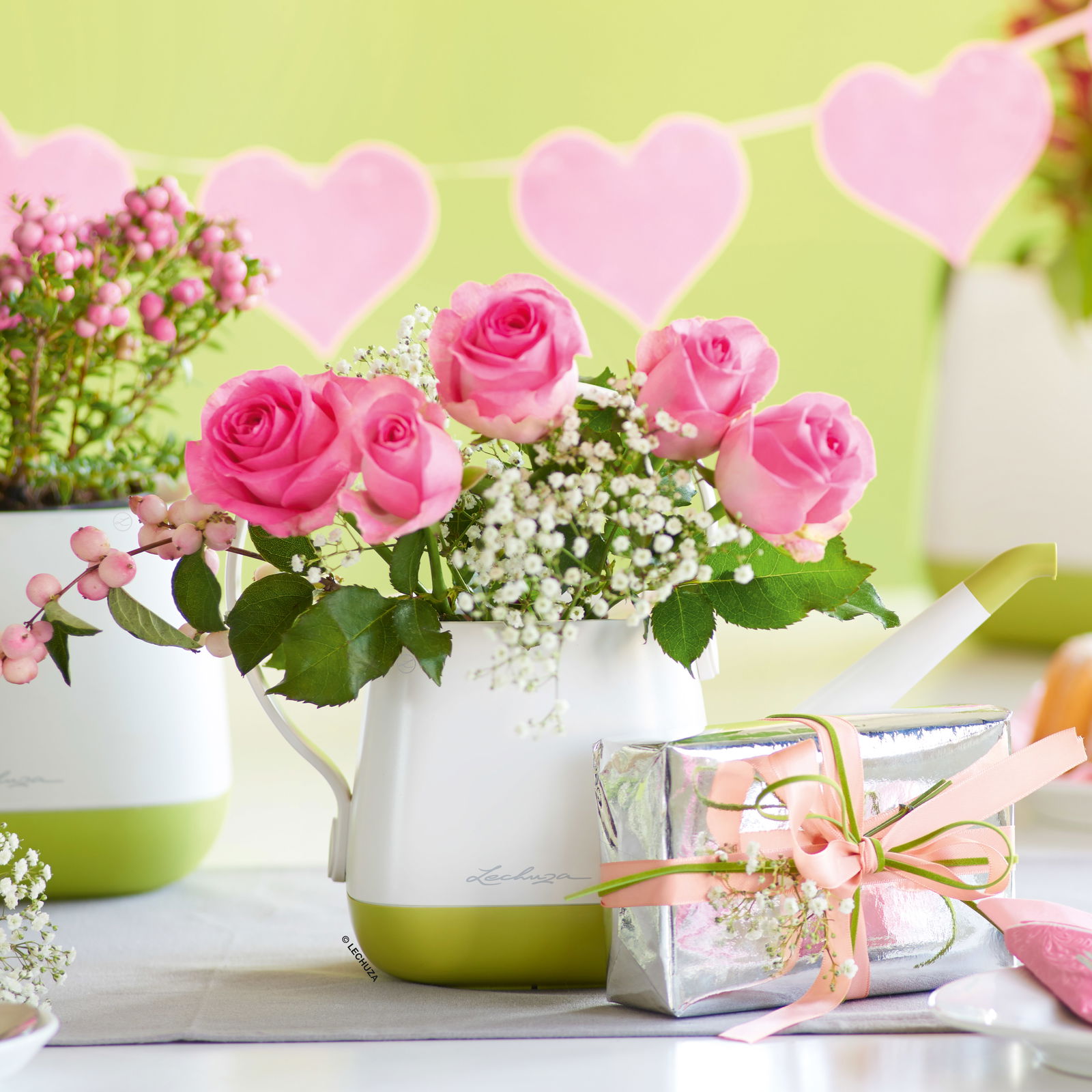 Lechuza 'Yula' Gießkanne, weiß/pistaziengrün seidenmatt, 1,7 Liter