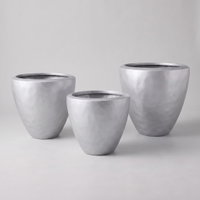Vazo Übertopf 'Beno', silber, ca. Ø 65 x H 65 cm Vazo Übertopf 'Beno', silber, ca. Ø 65 x H 65 cm