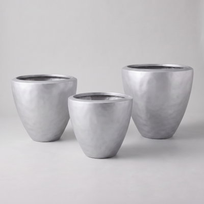 Vazo Übertopf 'Beno', silber, ca. Ø 65 x H 65 cm Vazo Übertopf 'Beno', silber, ca. Ø 65 x H 65 cm