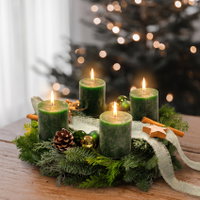 Dekorierter Adventskranz mit Kerzen in Jägergrün, Mix-Grün, ca. 35 cm Ø Dekorierter Adventskranz mit Kerzen in Jägergrün, Mix-Grün, ca. 35 cm Ø