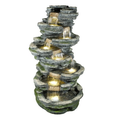 Gartenbrunnen inkl. Pumpe & Licht, Echtholzoptik, 78 x 78 x 147 cm Gartenbrunnen inkl. Pumpe & Licht, Echtholzoptik, 78 x 78 x 147 cm