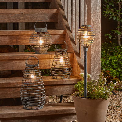 Solarlaterne 'Maris', grau, ca. Ø21 x H27 cm