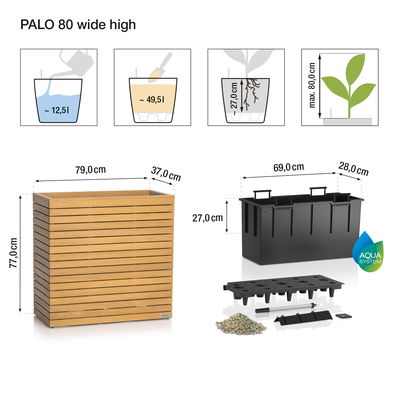 Lechuza Pflanzgefäß 'Palo Natural Wood 80', ca. 78,5 x 78,5 x H 77 cm
