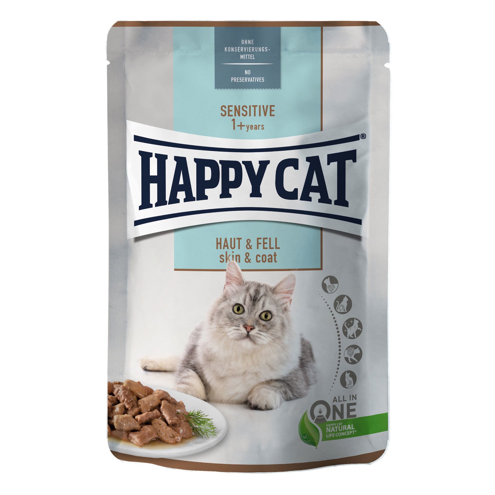 Nassfutter, Happy Cat PB Sensitive, Haut und Fell, 85 g