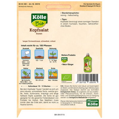 Bio-Saatgut, Kopfsalat 'Suzan', grün Bio-Saatgut, Kopfsalat 'Suzan', grün