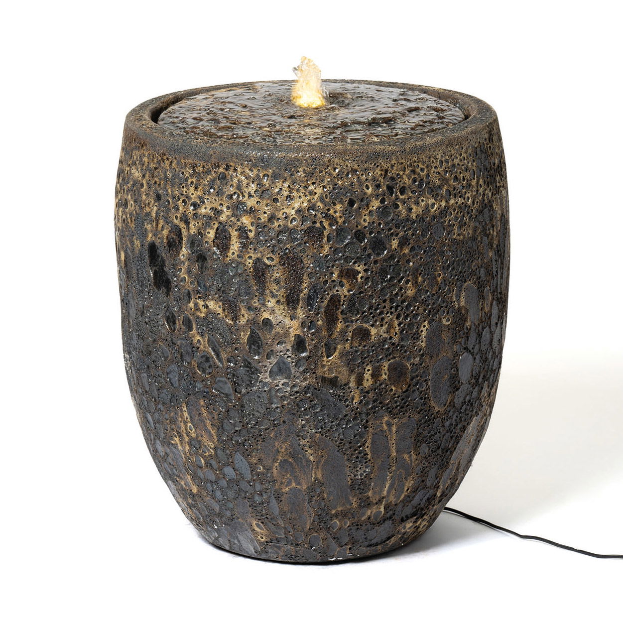 Kirschke Steingutbrunnen 'Fuerte', gelb/schwarz, Ø 54 x H 60 cm