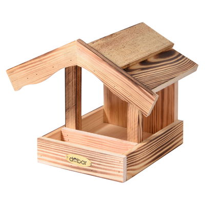 Vogelfutterhaus 'Burnie', natur, Holz geflammt, 19 x 26 x 20 cm Vogelfutterhaus 'Burnie', natur, Holz geflammt, 19 x 26 x 20 cm