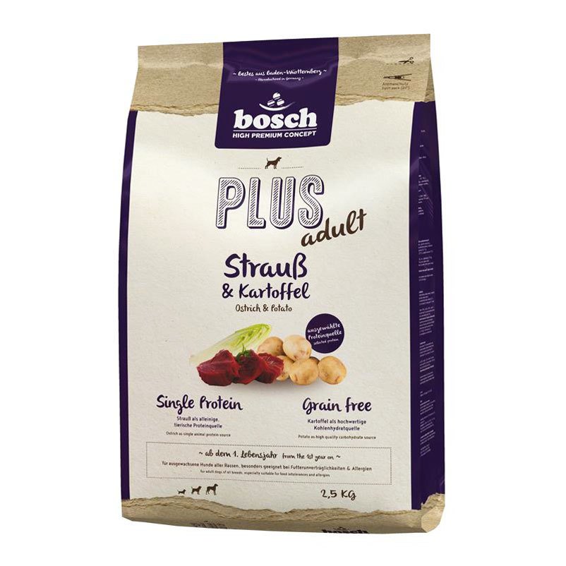 Bosch HPC Plus Adult, Strauß und Kartoffel, getreidefrei, 2,5 kg