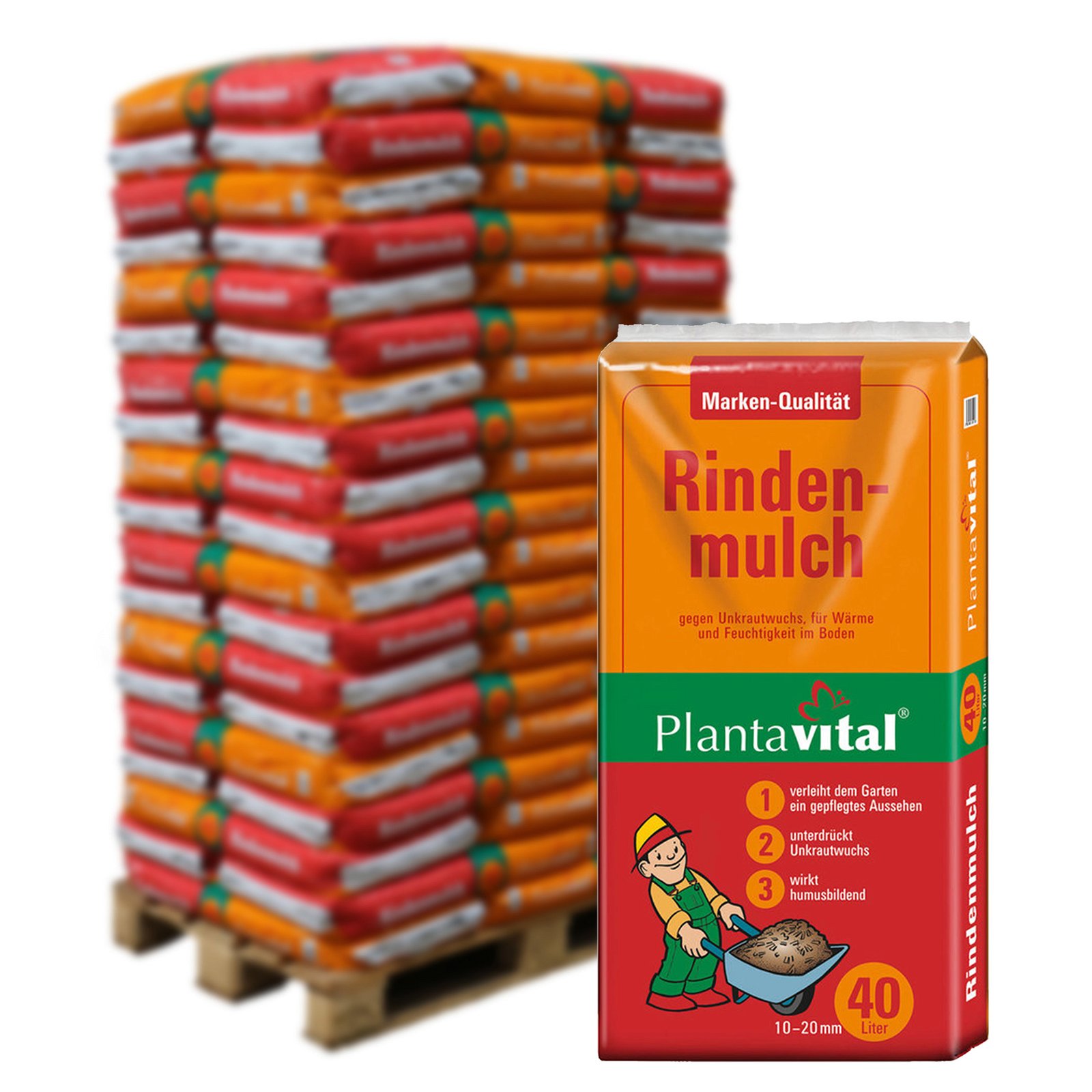 Plantavital Rindenmulch fein, 2280 l gesamt, 57 Sack á 40 l, Palettenware ohne zusätzliche Versandkosten