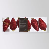 Glitter Zapfen, 6er-Set, weihnachtsrot, Höhe ca. 8 cm Glitter Zapfen, 6er-Set, weihnachtsrot, Höhe ca. 8 cm
