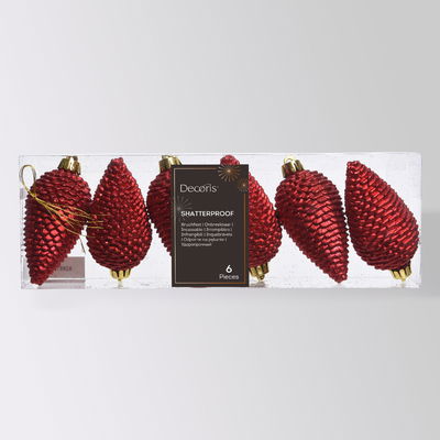 Glitter Zapfen, 6er-Set, weihnachtsrot, Höhe ca. 8 cm Glitter Zapfen, 6er-Set, weihnachtsrot, Höhe ca. 8 cm