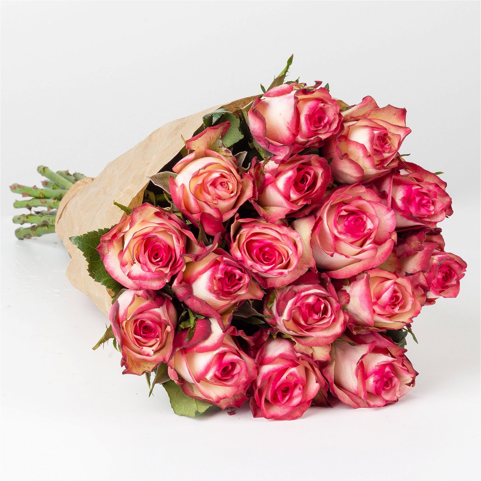 Blumenbund mit Rosen 'Paloma', rosa-creme, 15er-Bund, inkl. gratis Grußkarte