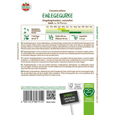 Sperli Saatgut Einlegegurke 'Vorgebirgstrauben', grün Sperli Saatgut Einlegegurke 'Vorgebirgstrauben', grün